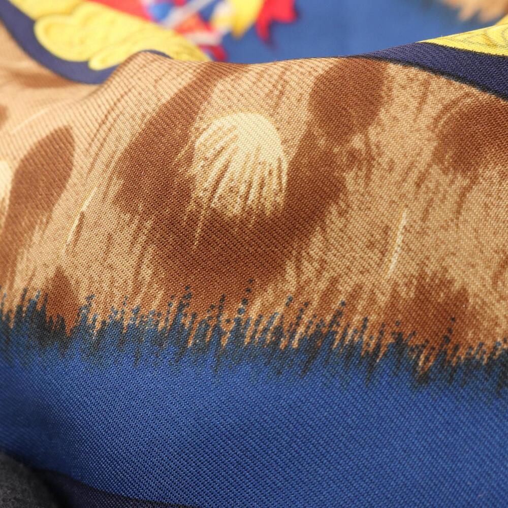 HERMES Authentic Brown Silk Scarf - Picture 6 of 9